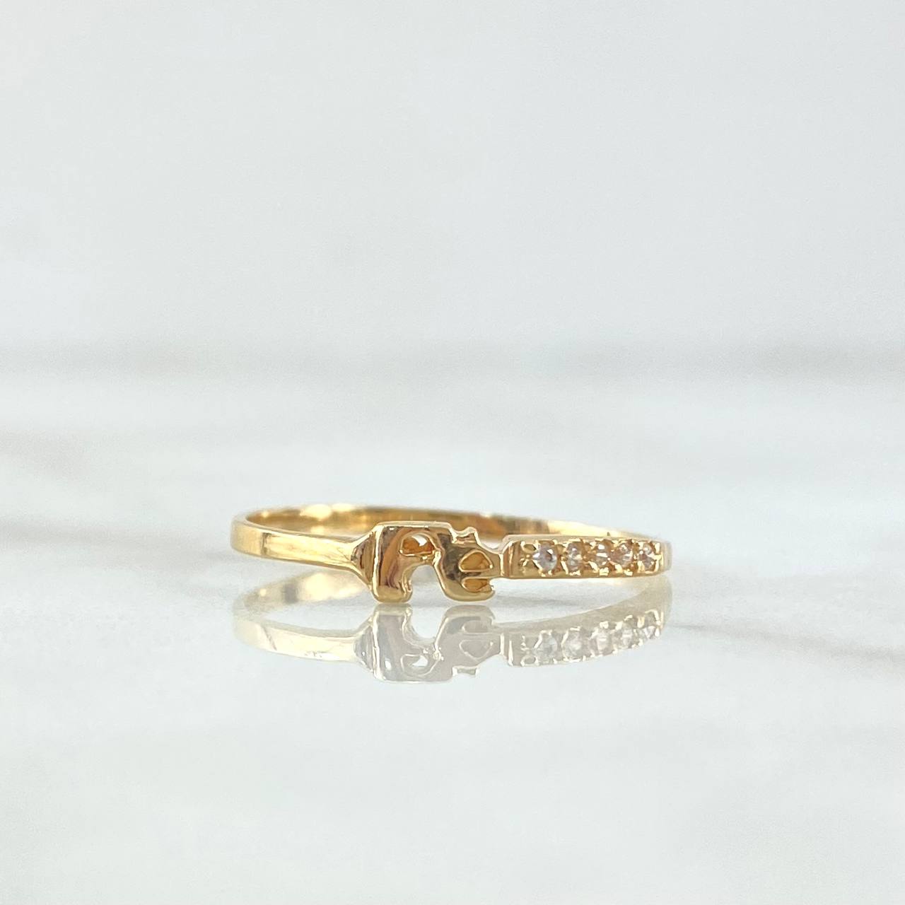 Anillo de Fe 0.95gr / T5 3/4 / Circones Blancos Oro Amarillo 18K