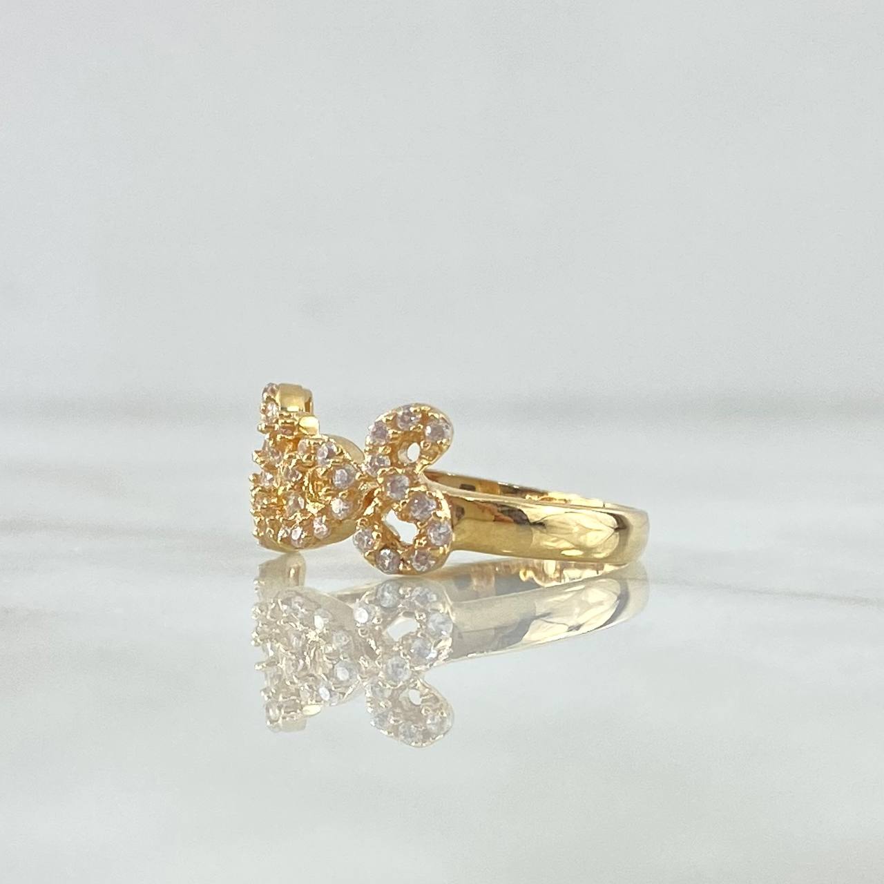 Anillo Dios 3gr / T7 1/4 / Circones Blancos Oro Amarillo 18K