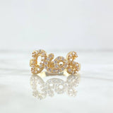 Anillo Dios 3gr / T7 1/4 / Circones Blancos Oro Amarillo 18K