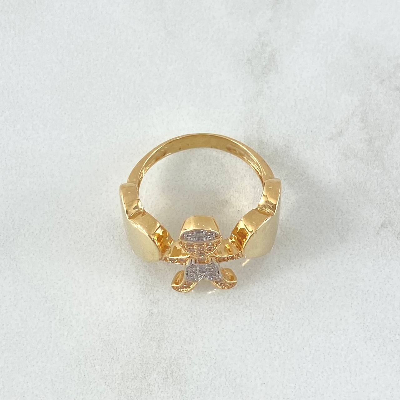 Anillo Niño Corazones 5.35gr / T6 1/4 / Circones Blancos Oro Amarillo 18K