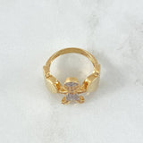 Anillo Niño Corazones 5.35gr / T6 1/4 / Circones Blancos Oro Amarillo 18K