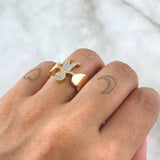 Anillo Niño Corazones 5.35gr / T6 1/4 / Circones Blancos Oro Amarillo 18K