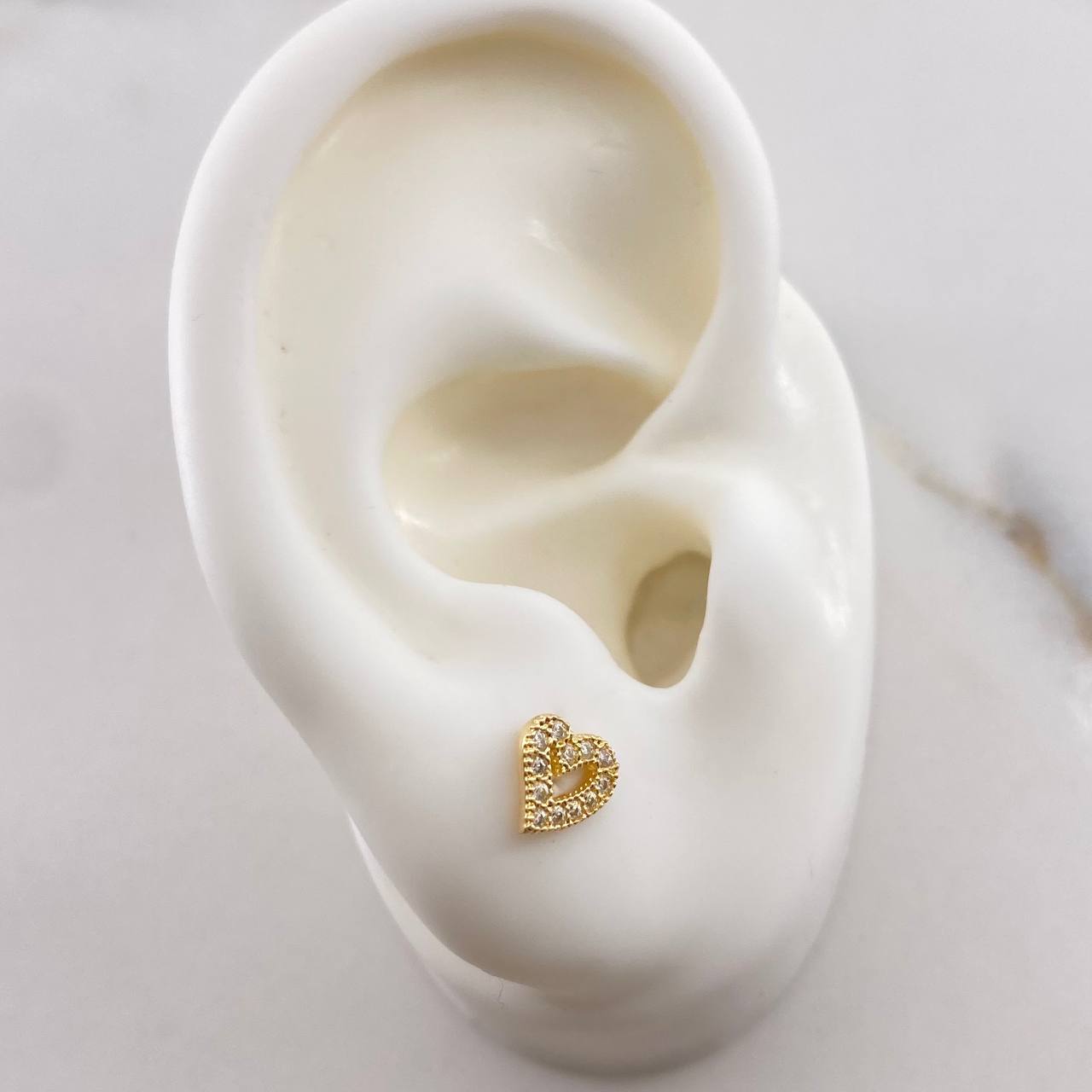 Topos Corazon 0.9gr / Circones Blancos Oro Amarillo 18K &