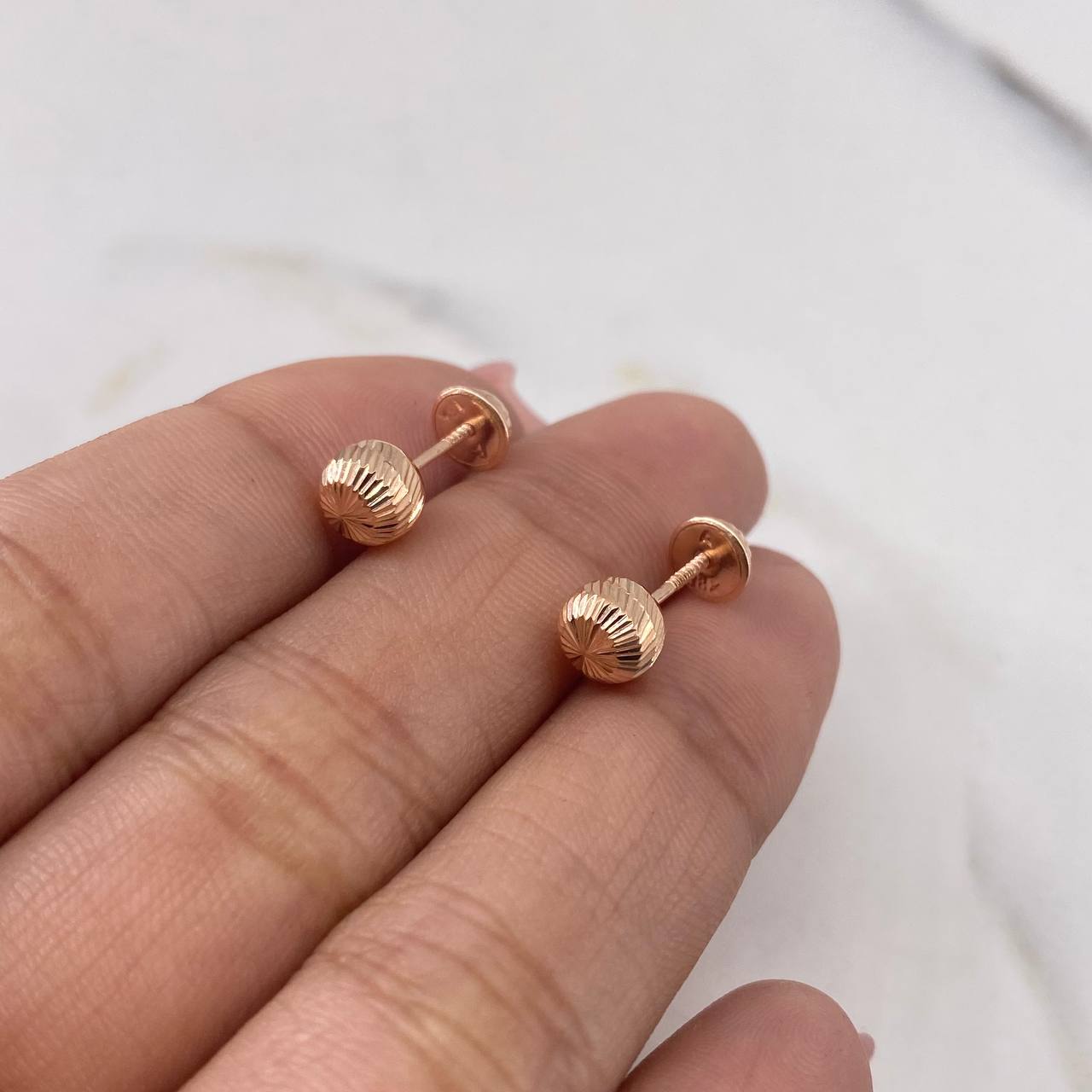 Topos Bola 0.6gr / 5mm Diamantados Oro Rosa 18K &