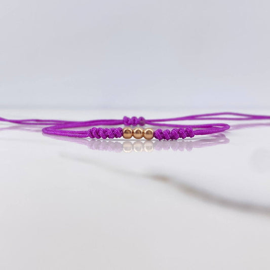 Pulsera Morada 0.15gr / 3mm Bolas Lisas Oro Rosa 18K &