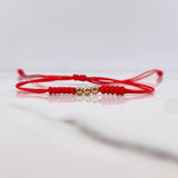 Pulsera Roja 0.15gr / 3mm Bolas Lisas Oro Rosa 18K &