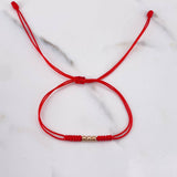 Pulsera Roja 0.15gr / 3mm Bolas Lisas Oro Rosa 18K &