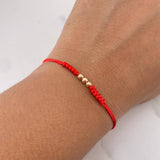 Pulsera Roja 0.15gr / 3mm Bolas Lisas Oro Rosa 18K &