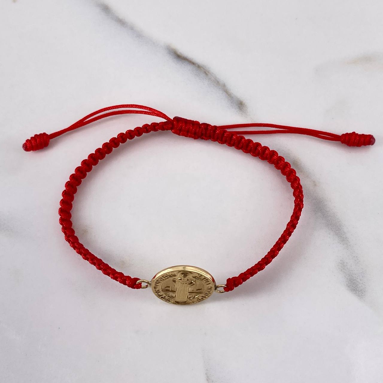 Pulsera Herraje Roja San benito 1.05gr / Troquelada Oro Amarillo 18K &