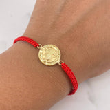 Pulsera Herraje Roja San benito 1.05gr / Troquelada Oro Amarillo 18K &