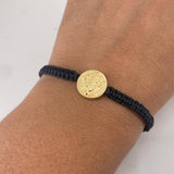 Pulsera Herraje Negra San benito 0.75gr / Troquelada Oro Amarillo 18K &