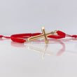 Pulsera  Roja Herraje Cruz 1.05gr / Lisa Oro Amarillo 18K &