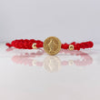 Pulsera Roja Herraje Virgen Milagrosa 0.9gr / 4mm Bolas Lisas Oro Amarillo 18K &