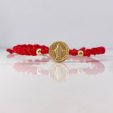 Pulsera Roja Herraje Virgen Milagrosa 0.9gr / 4mm Bolas Lisas Oro Amarillo 18K &