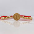 Pulsera Roja Herraje San benito 2.2gr / 4mm Bolas Lisas Oro Amarillo 18K &