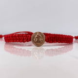 Pulsera Herraje Roja San benito 0.45gr / Troquelada Oro Rosa 18K &