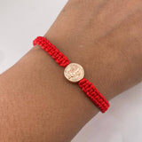 Pulsera Herraje Roja San benito 0.45gr / Troquelada Oro Rosa 18K &