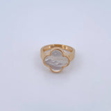 Anillo Trebol VCyA 4.2gr / T6 1/2 / Nacar Blanco Oro Amarillo Nac.Esp. 18K $