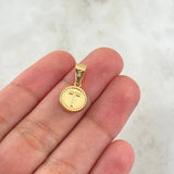 Dije Letra T 0.65gr / 2cm / Circulo Bordeado Oro Amarillo 18K