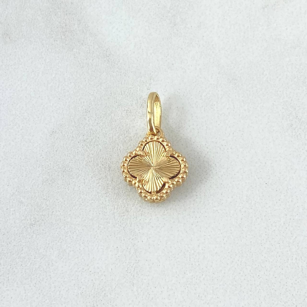 Dije Trébol VCyA 1.4gr / 1.8cm / 10mm Diamantado Punteado Oro Amarillo Nac.Esp. 18K