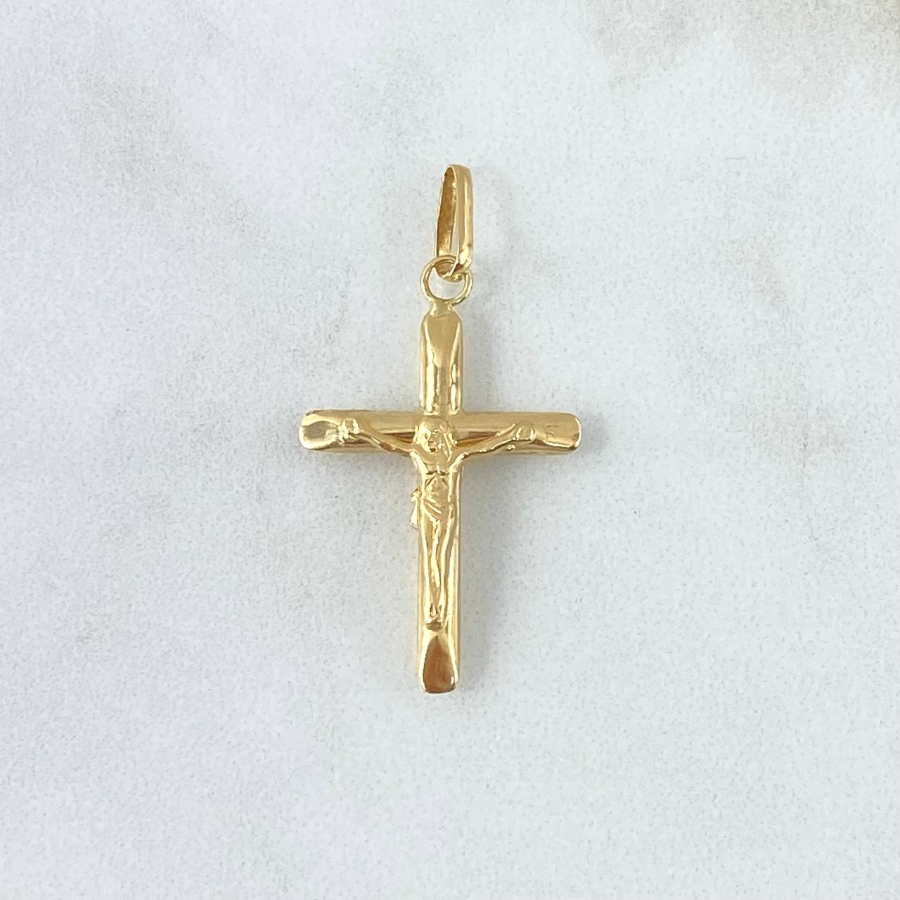 Dije Cruz Cristo 1gr / 3.5cm / Puntas Planas Lisa Oro Amarillo 18K