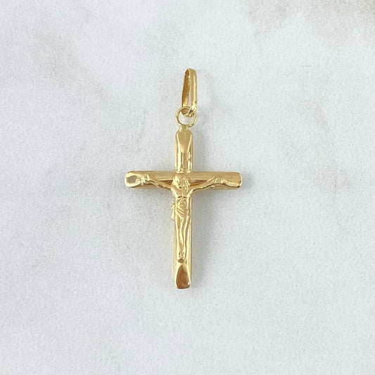 Dije Cruz Cristo 1.05gr / 3.5cm / Puntas Planas Lisa Oro Amarillo 18K