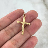 Dije Cruz Cristo 1gr / 3.5cm / Puntas Planas Lisa Oro Amarillo 18K