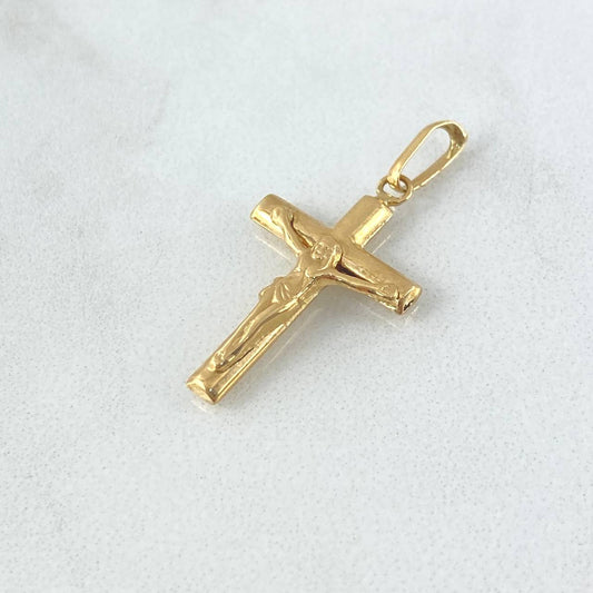 Dije Cruz Cristo 1gr / 3cm / Lisa Troquelada Oro Amarillo 18K