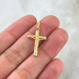 Dije Cruz Cristo 1gr / 3cm / Lisa Troquelada Oro Amarillo 18K