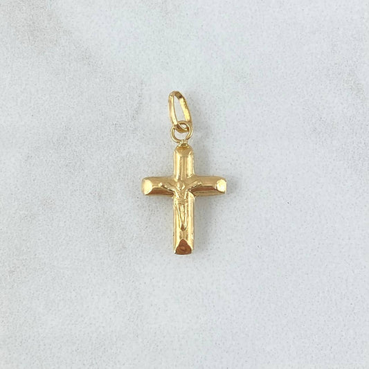 Dije Cruz Cristo 0.5gr / 2.2cm / Puntas Planas Lisa Oro Amarillo 18K