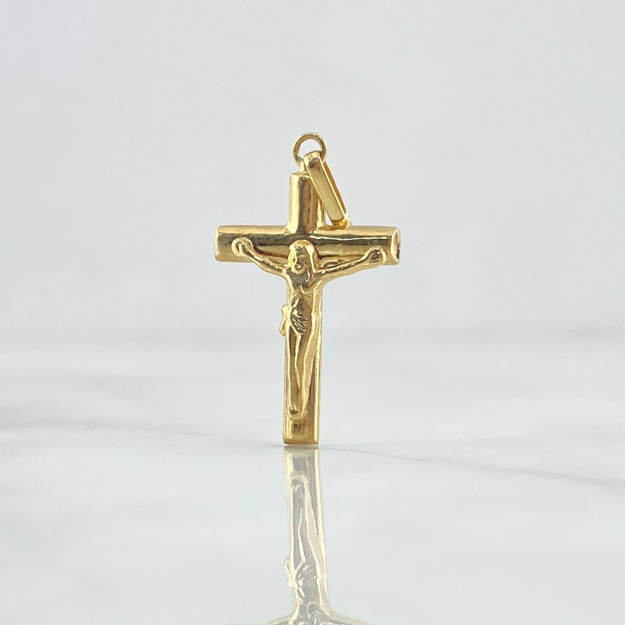 Dije Cruz Cristo 1.5gr / 3cm / Lisa Troquelada Oro Amarillo 18K