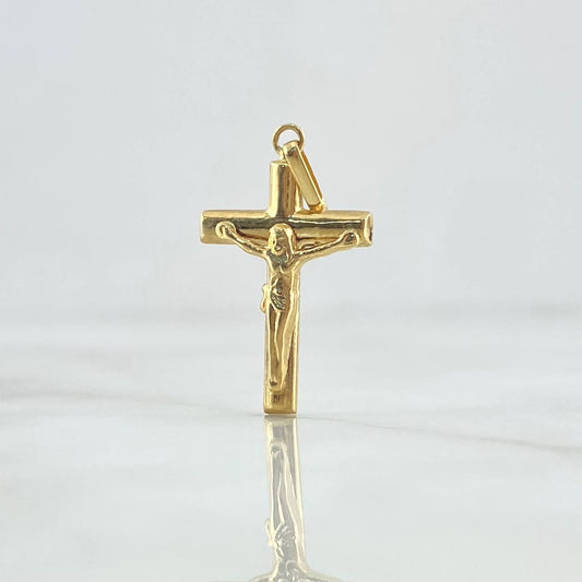 Dije Cruz Cristo 1.5gr / 3cm / Lisa Troquelada Oro Amarillo 18K