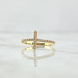 Anillo Cruz 1.4gr / T5 3/4 / Circones Blancos Oro Amarillo 18K