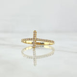 Anillo Cruz 1.25gr / T7 3/4 / Circones Blancos Oro Amarillo 18K