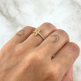 Anillo Cruz 1.3gr / T6 1/4 / Circones Blancos Oro Amarillo 18K