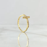 Anillo Cruz 1.3gr / T6 1/4 / Circones Blancos Oro Amarillo 18K