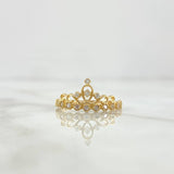 Anillo Corona Oleada 1.7gr / T6 / Circones Blancos Oro Amarillo 18K