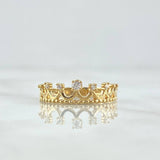 Anillo Corona 1.8gr / T6 / Circones Blancos Oro Amarillo 18K