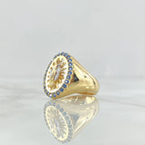 Anillo Virgen Guadalupe 6.3gr / T6 1/4 / Circones Azules Dos Oros Amarillo Blanco 18K