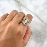 Anillo Virgen Guadalupe 6.3gr / T6 1/4 / Circones Azules Dos Oros Amarillo Blanco 18K