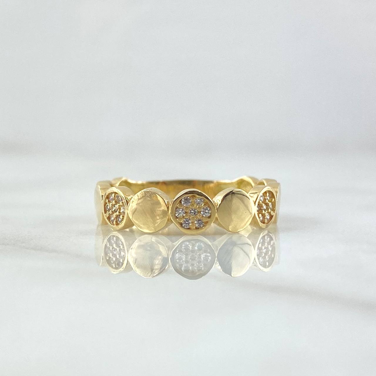 Anillo Circulos Intercalados 2.85gr / T7 / Circones Blancos Oro Amarillo 18K *