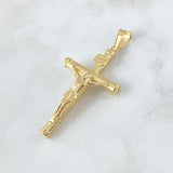 Dije Cruz Cristo 3gr / 5.6cm / Baston Rayado Oro Amarillo 18K ©