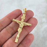 Dije Cruz Cristo 3gr / 5.6cm / Baston Rayado Oro Amarillo 18K ©