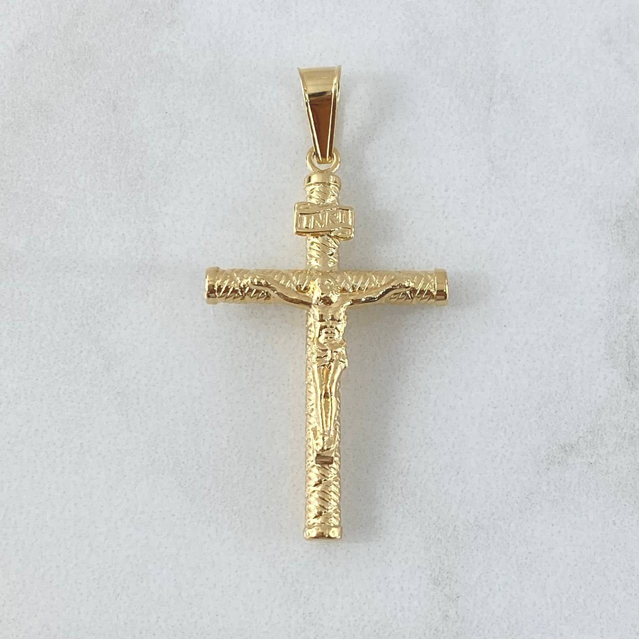 Dije Cruz Cristo 1.65gr / 4.2cm / Baston Espiral Oro Amarillo 18K ©