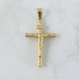 Dije Cruz Cristo 1.7gr / 4.2cm / Baston Espiral Oro Amarillo 18K