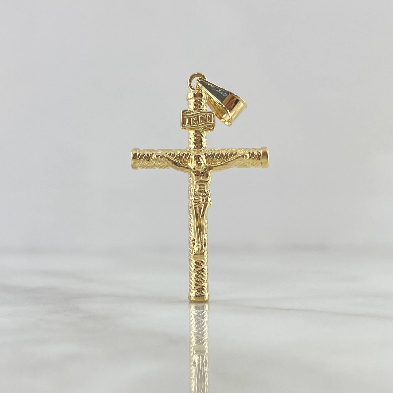 Dije Cruz Cristo 1.7gr / 4.2cm / Baston Espiral Oro Amarillo 18K