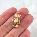 Dije Oso Articulado Liso 4gr / 2.6cm / Con Moño Oro Amarillo 18K ©