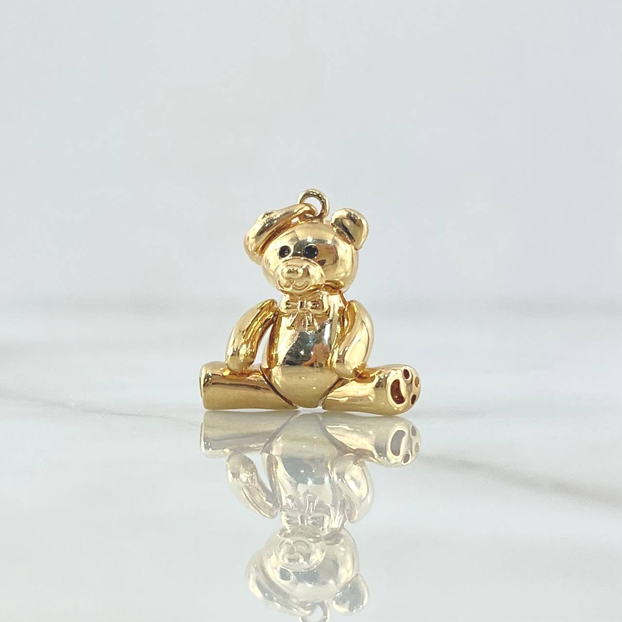 Dije Oso Articulado Liso 4gr / 2.6cm / Con Moño Oro Amarillo 18K ©