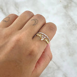 Anillo Corona Quinces 2.4gr / T7 / Circones Blancos Dos Oros Amarillo Blanco 18K *