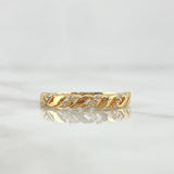 Anillo Trenza Basteada 2.6gr / T7 1/4 / Circones Blancos Oro Amarillo 18K *